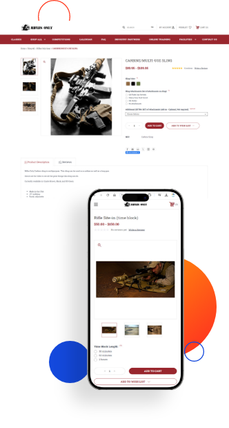 Rifles Only website product details page mockup after eCommerce platform migration in desktop and mobile devices.