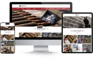 Rifles Only home page mockup in after eCommerce platform migration in desktop, mobile, and tablet devices .