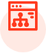 Red icon of a webpage with a flowchart symbol inside, representing website structure.