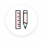 Icon of a ruler and pencil, symbolizing design or measurement.