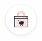 Icon of a webpage with a shopping cart, symbolizing eCommerce.